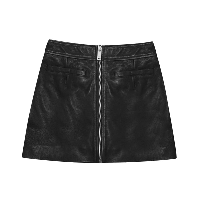 The Ultra Mini Zip Skirt | Black Leather image