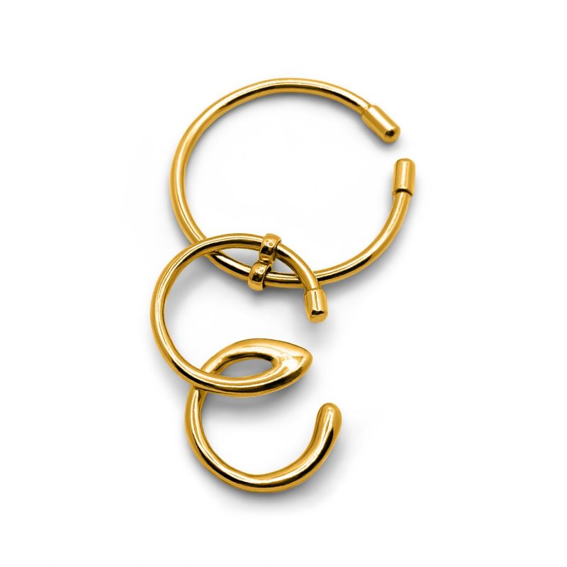 Three Double Ear Cuff - Gold image