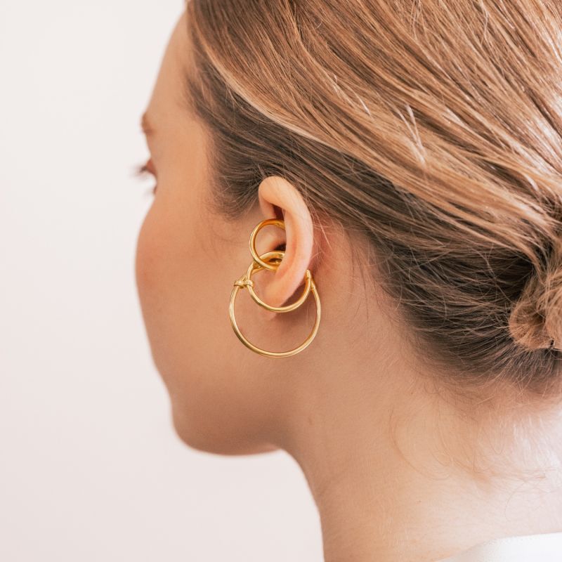 Three Double Ear Cuff - Gold image