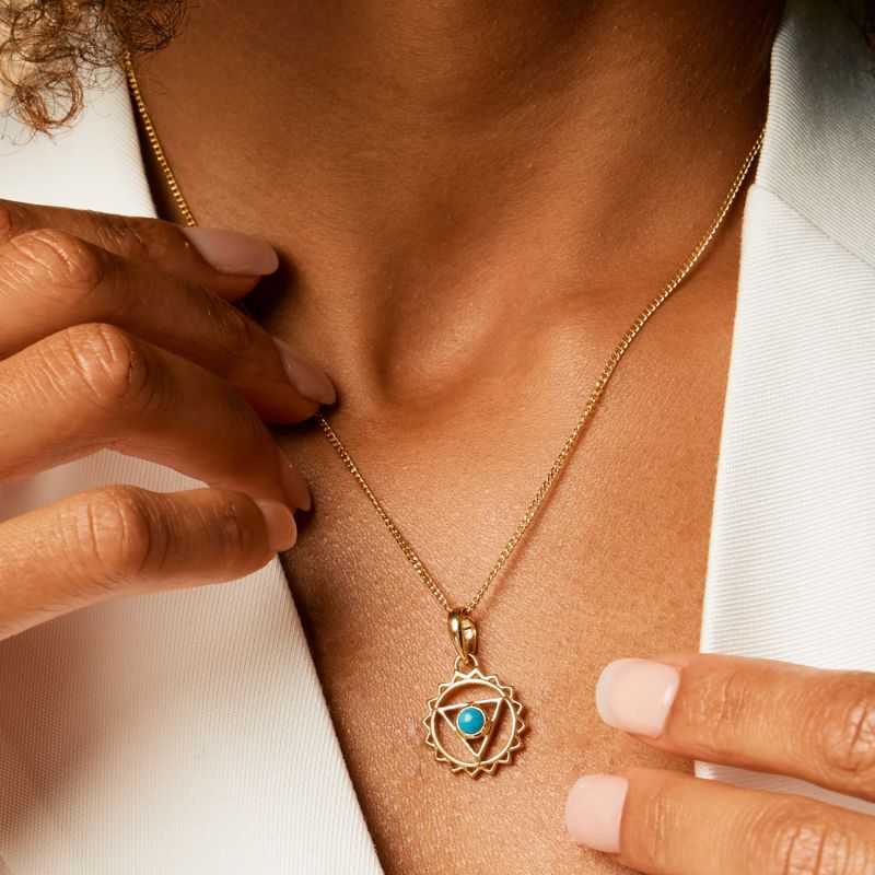 Throat Chakra Gold Vermeil Necklace - Turquoise image