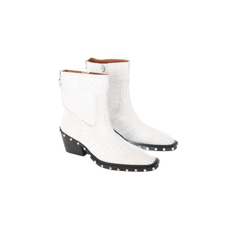 Tia - White Croc Leather Boots image