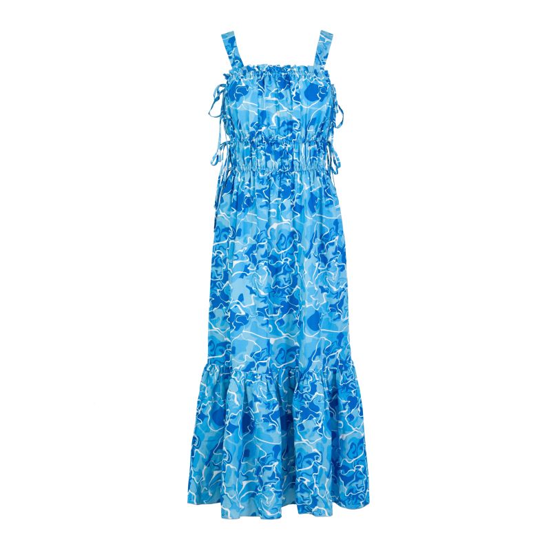 Tie-Detailed Midi Dress In Pool Water Print image