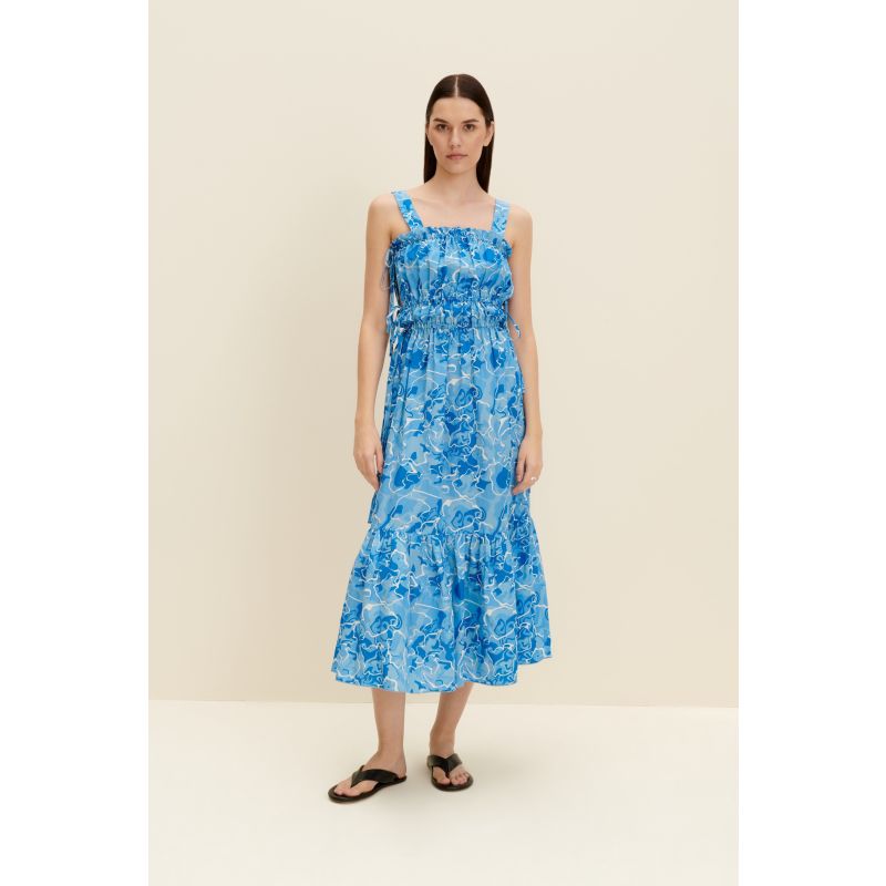 Tie-Detailed Midi Dress In Pool Water Print image