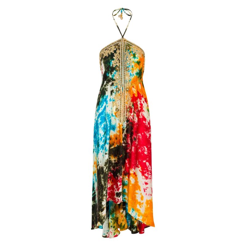 Tie Dye Gidget Beaded Halter Dress image