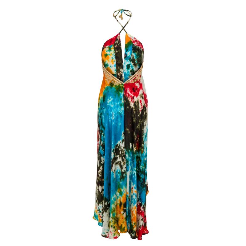 Tie Dye Gidget Beaded Halter Dress image