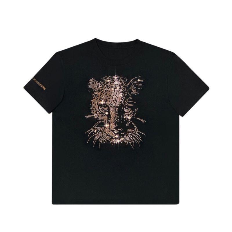 Tiger - Lucky Fengshui Rhinestoned T-Shirt - Black image