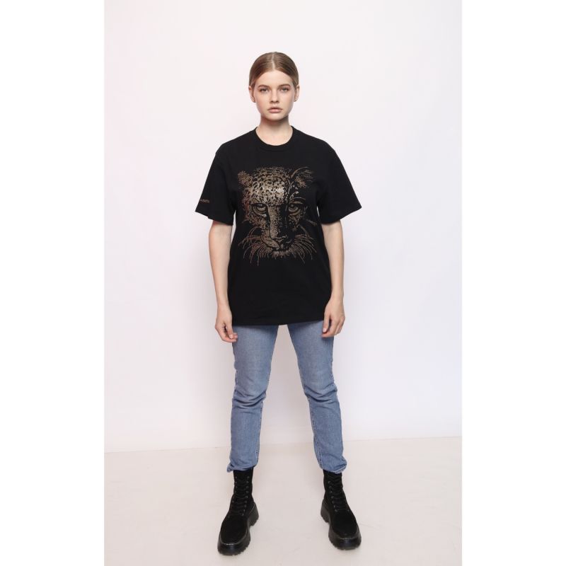 Tiger - Lucky Fengshui Rhinestoned T-Shirt - Black image