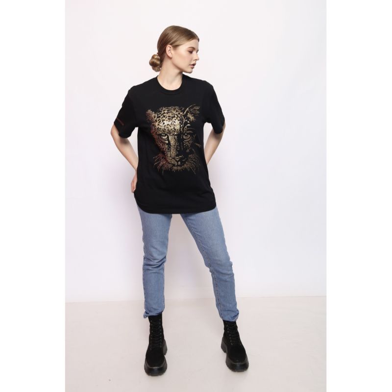 Tiger - Lucky Fengshui Rhinestoned T-Shirt - Black image