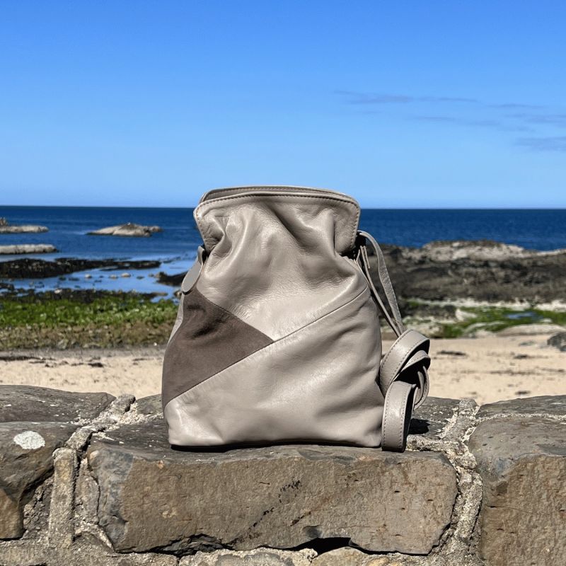 Tilly Mini Hobo Leather And Suede In Porcini Taupe image