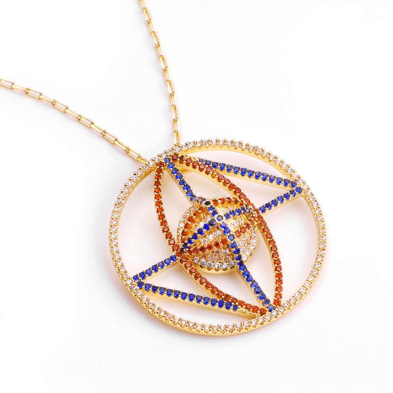 I Yellow Gold Plated Silver Pendant Necklace image