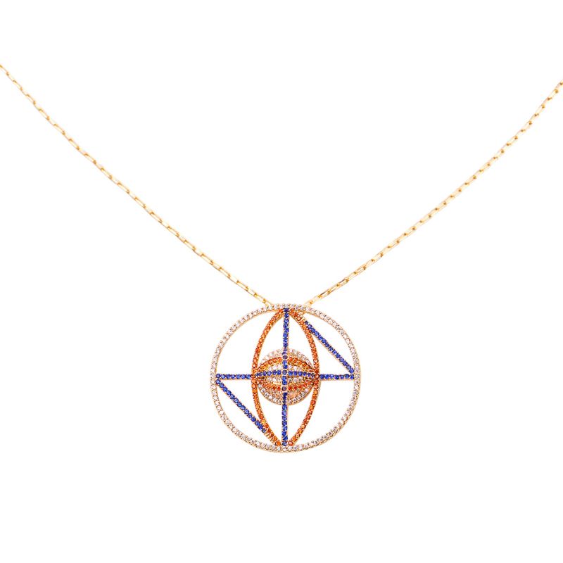 I Yellow Gold Plated Silver Pendant Necklace image