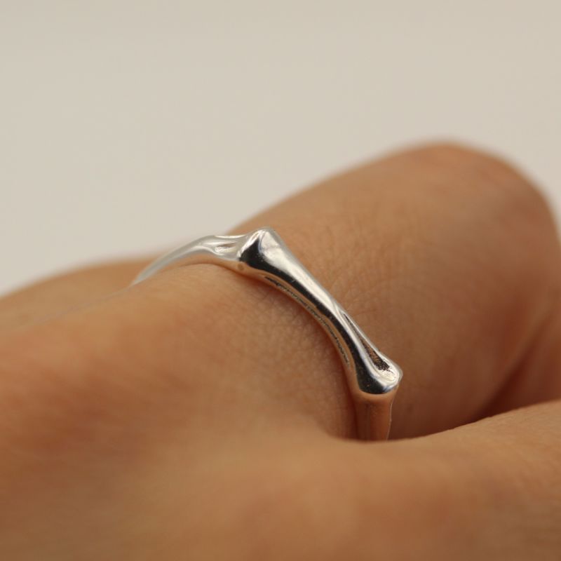Timeless Unique Bone Texture White Gold Ring image