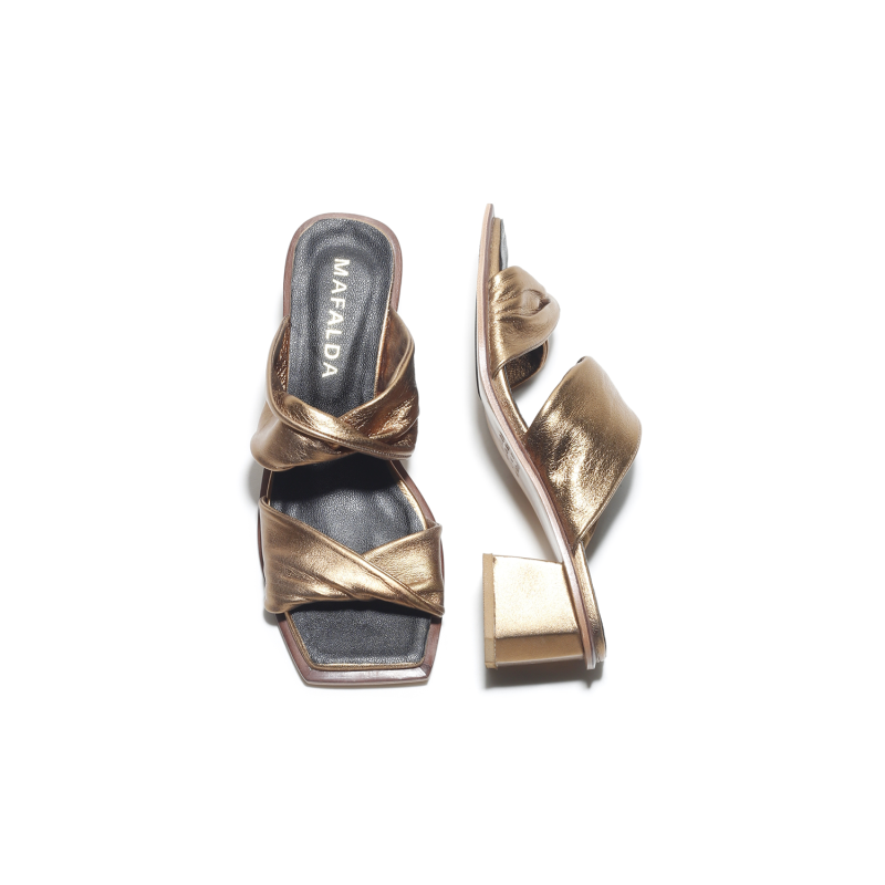 Tina Low Heel Gold Sandals image