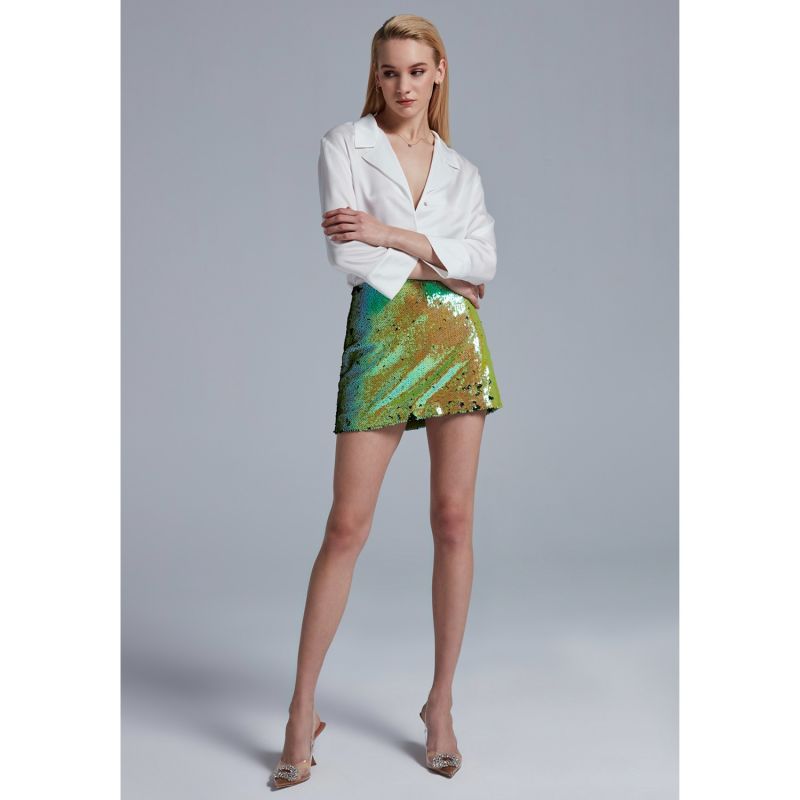 Tina Green Sequin Mini Skirt image