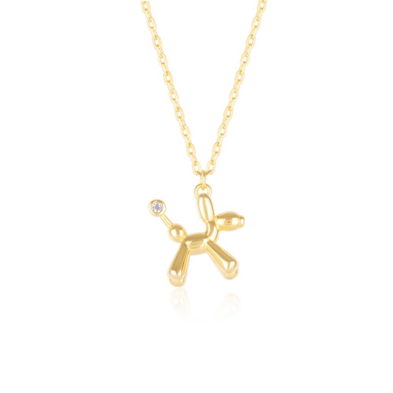 Balloon Dog Poodle Necklace In Gold image