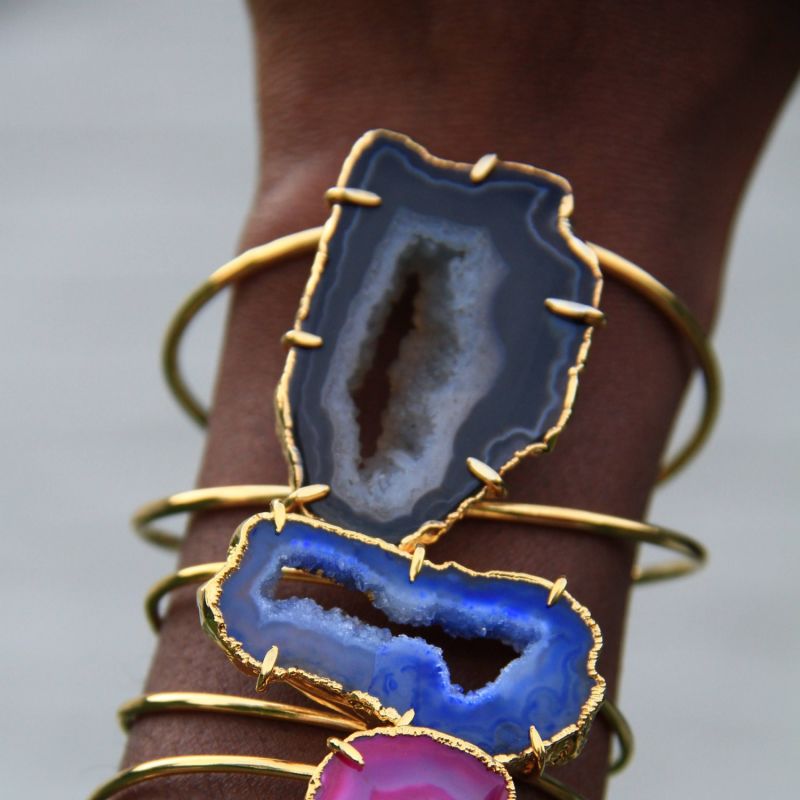 Dark Love - Black Agate Gemstone Cuff Bracelet image