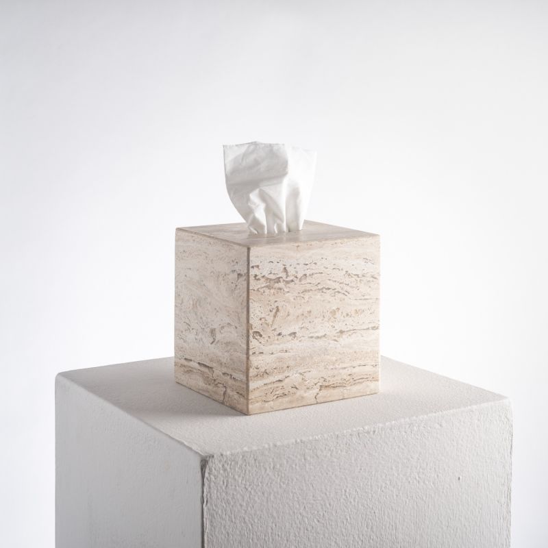 Less Is More Tissue Box - Travertine Marble image