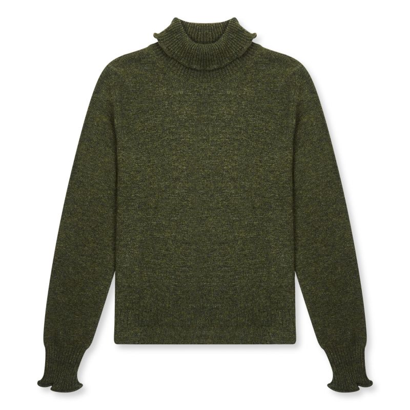 Women's Roll Neck Jumper - Olive Green image