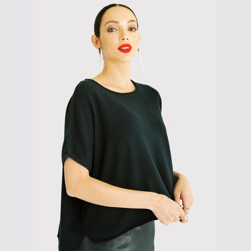 Cashmere Capelet Top - Black image