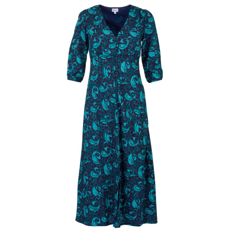 Belgravia Midi Dress In Teal & Purple Swirl image