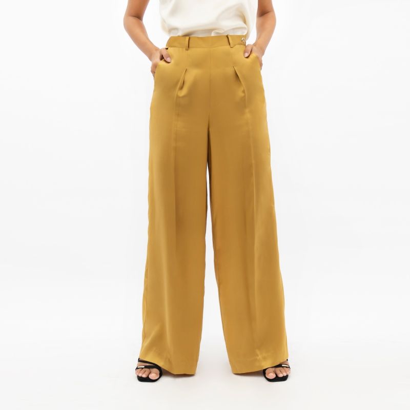 Branson Silk White Leg Pants In Yellow Mimosa image