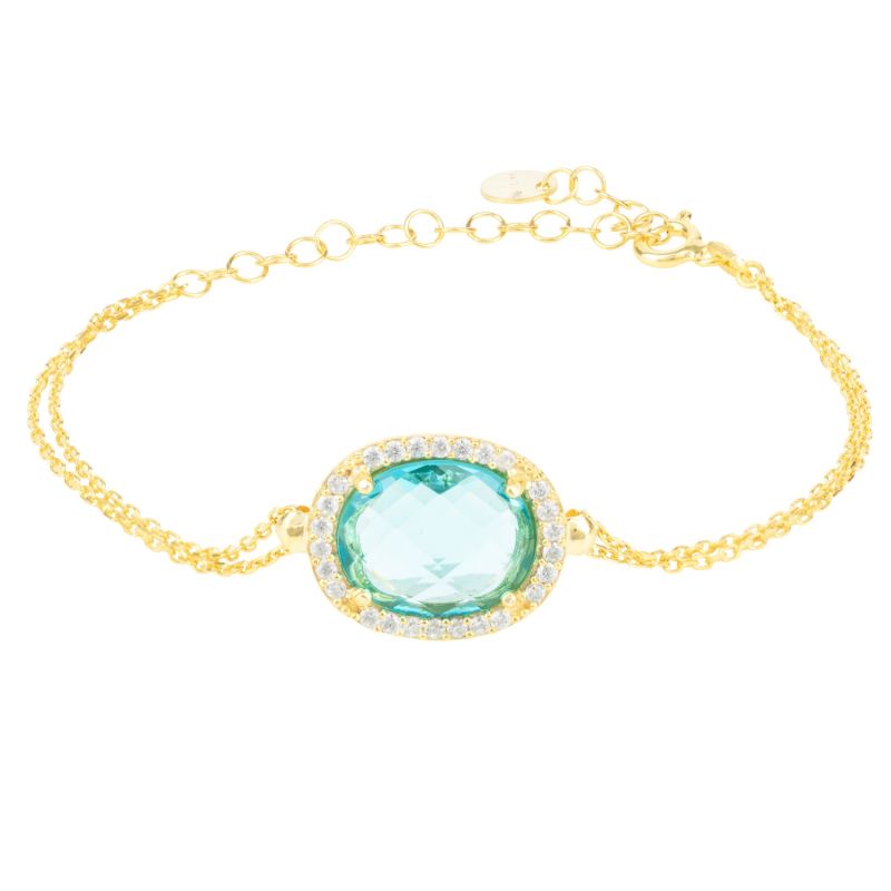 Beatrice Oval Gemstone Bracelet Gold Blue Topaz Hydro image