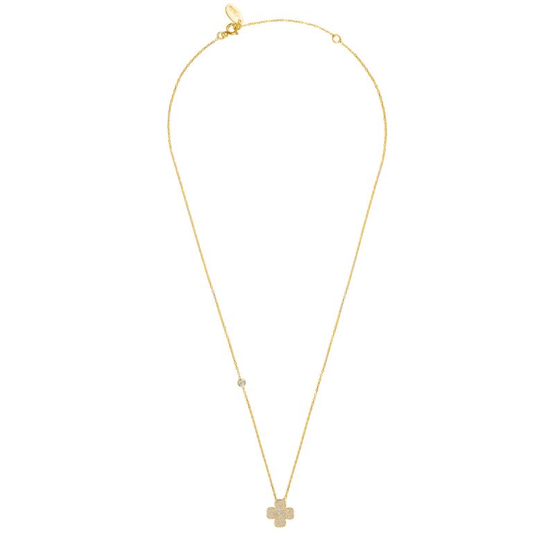 Lucky Four Leaf Clover Necklace Gold image