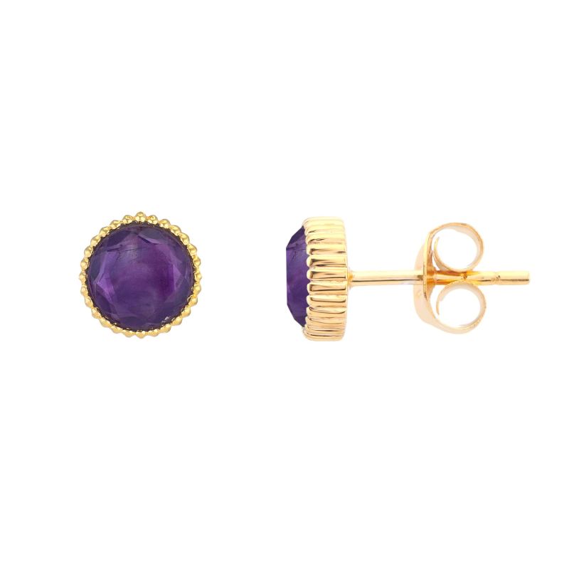 Barcelona February Birthstone Stud Earrings - Gold, Pink & Purple image