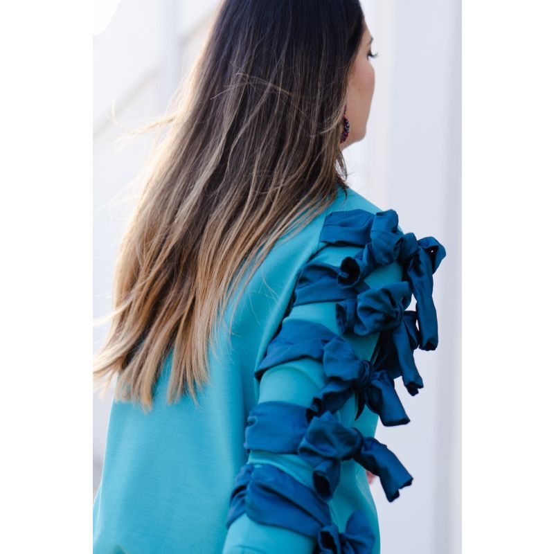 Torga - Blue Sweater With Customizable Bows On The Right Arm image