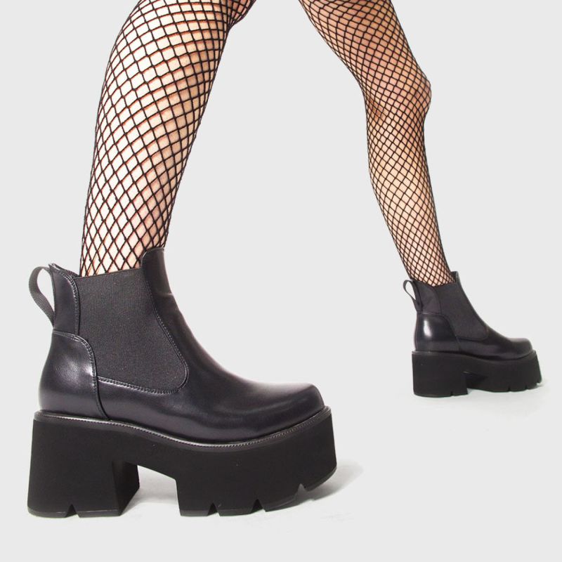 Tough Love Chunky Platform Ankle Boots In Black image