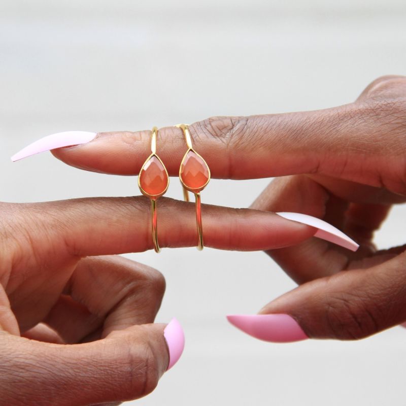 Spring Life Orange Gemstone Hoop Earrings image