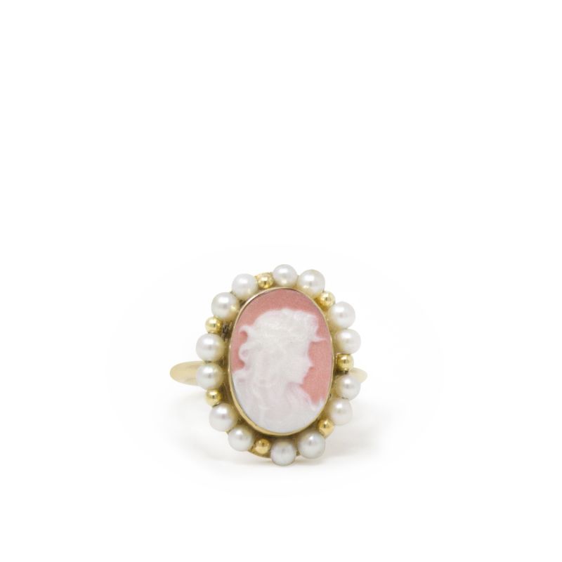 Little Lovelies Gold-Plated Pink Cameo Pearly Ring image