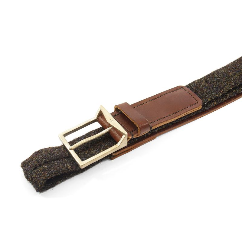 Country Brown Harris Tweed Calway Leather & Nickel Belt image