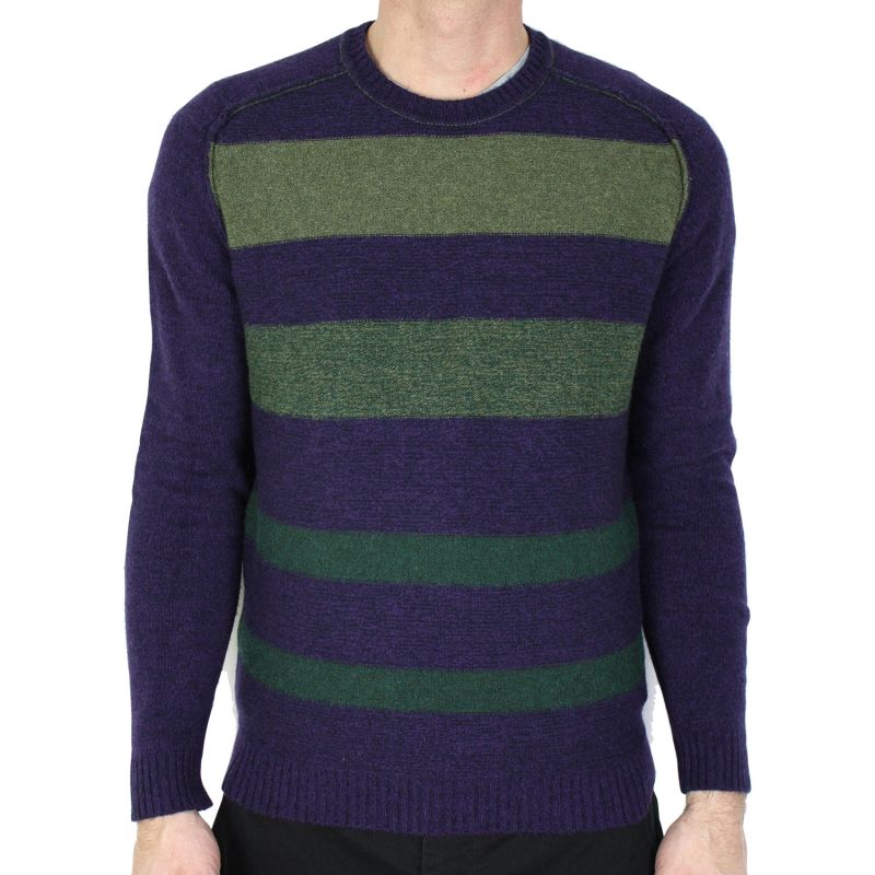 Dave Striped Crewneck Sweater In Plum image