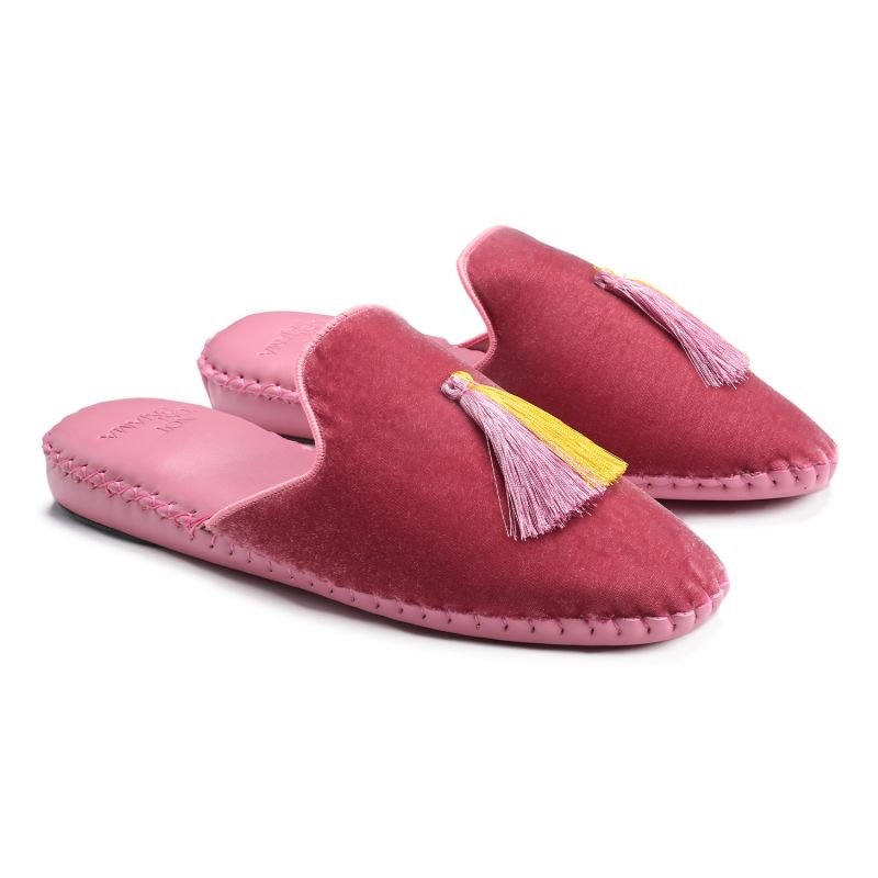 Women Classic Velvet Slippers - Pink & Purple image