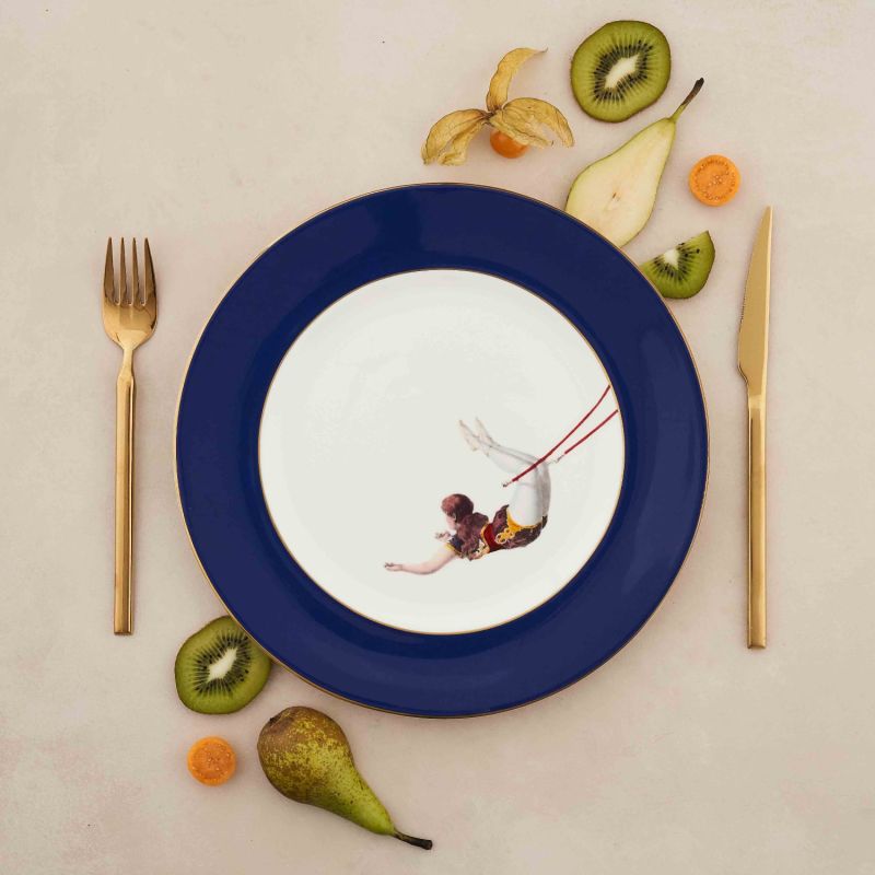 Trapeze Girl Cobalt Blue Dinner Plate image