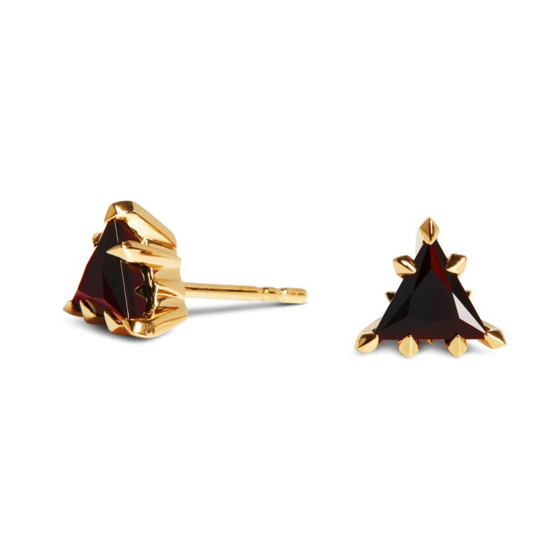 Trillion Earring – Gold & Garnet image