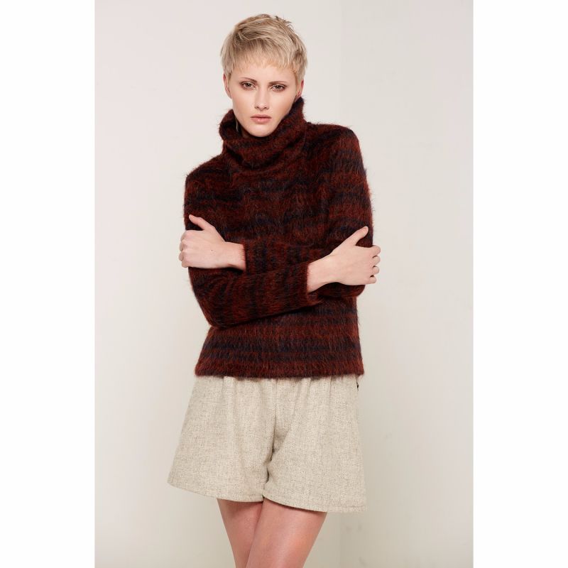 Agnes Roll Neck Wool Jumper In Rust Colour image