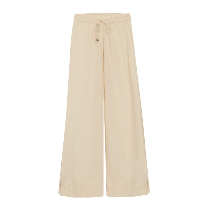 Pull-On Trousers Crinkle Organic Cotton In Beige image