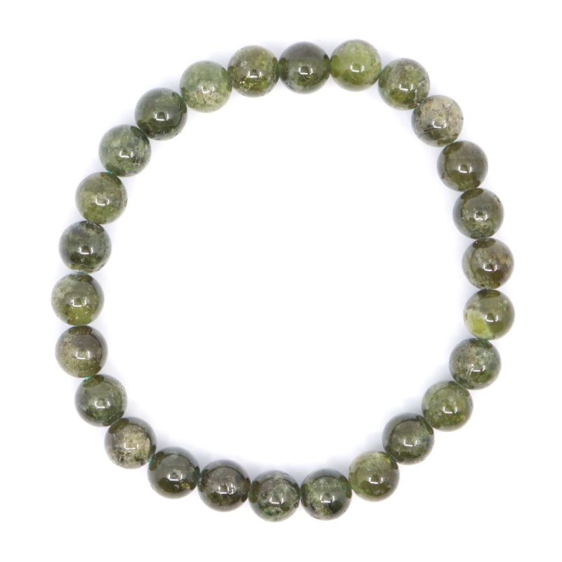 Tsavorite Green Garnet Beaded Bracelet Shar Oke Wolf Badger