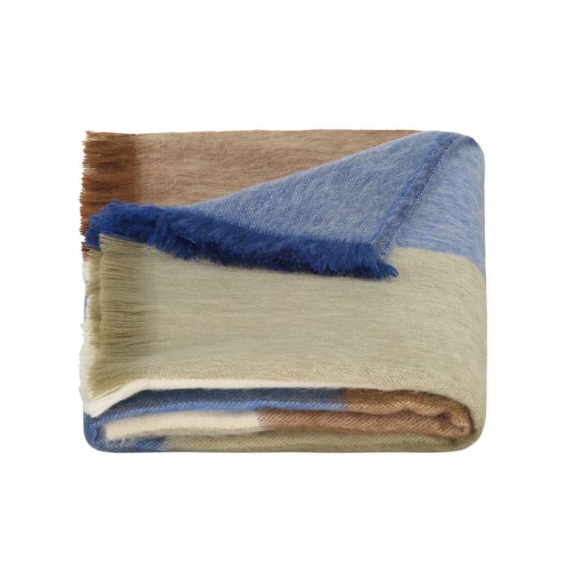 Scarf/Shawl Blocked Cobalt Blue/Naturals Alpaca Wool image