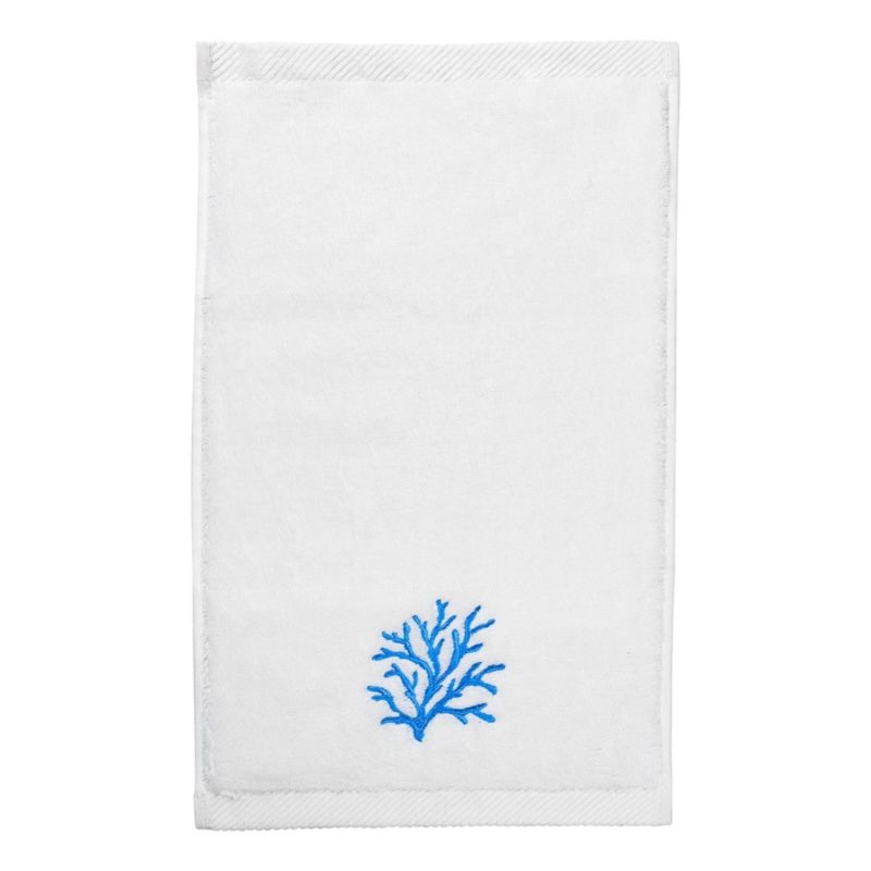 Turquoise Coral Embroidery Hand Towel image