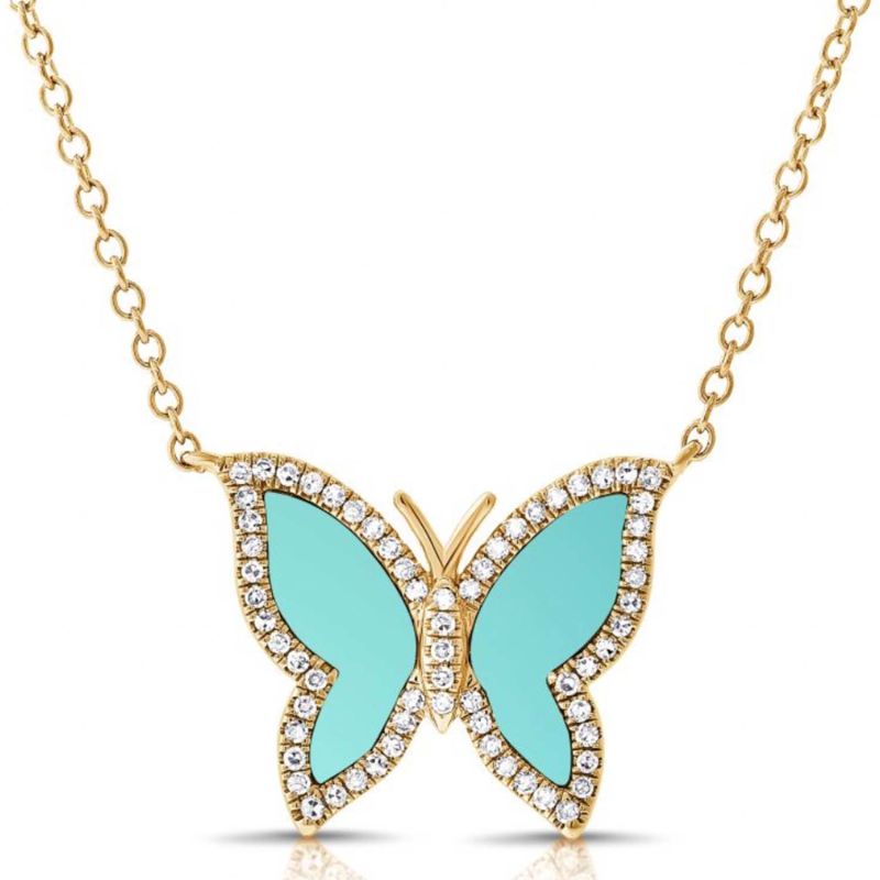 Turquoise Diamond Butterfly Necklace image