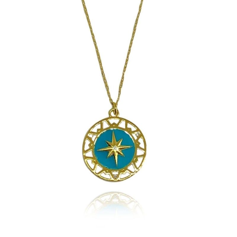 Turquoise Enameled North Star Necklace image