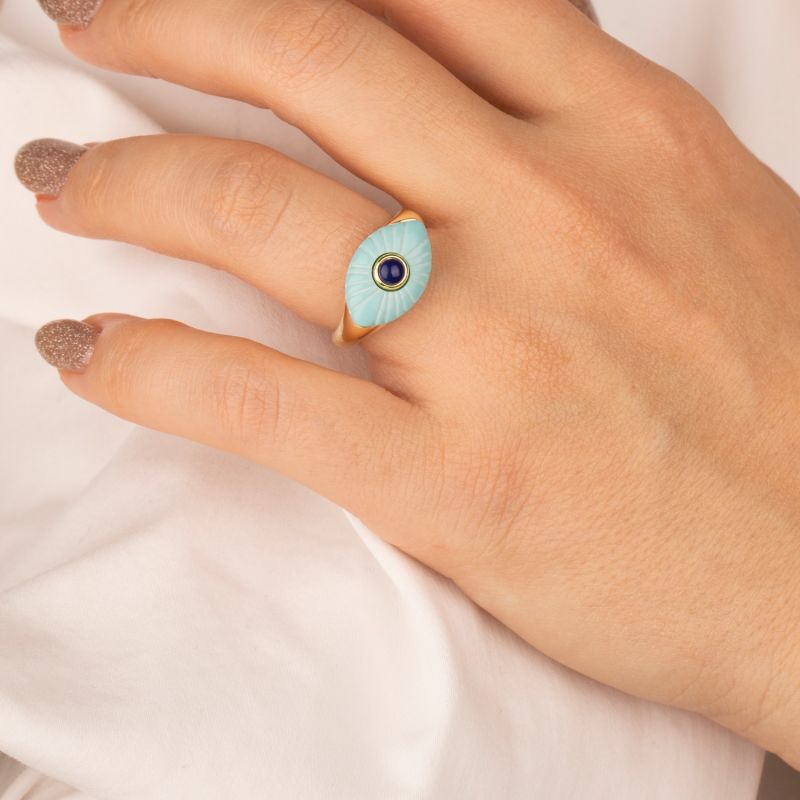 Turquoise & Lapis Evil Eye Ring image