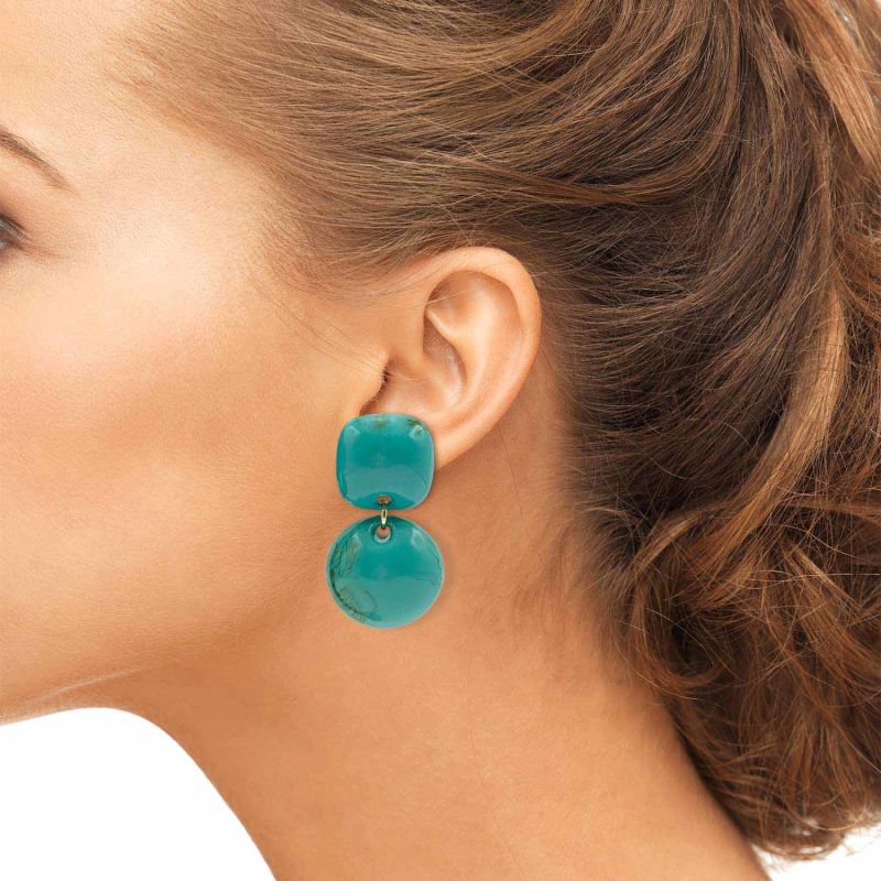 Turquoise Small Resin Clip-On Drop Earrings image