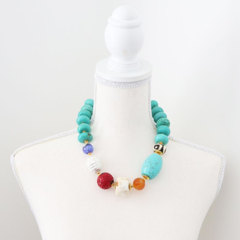 Turquoise Statement Beaded Necklace image