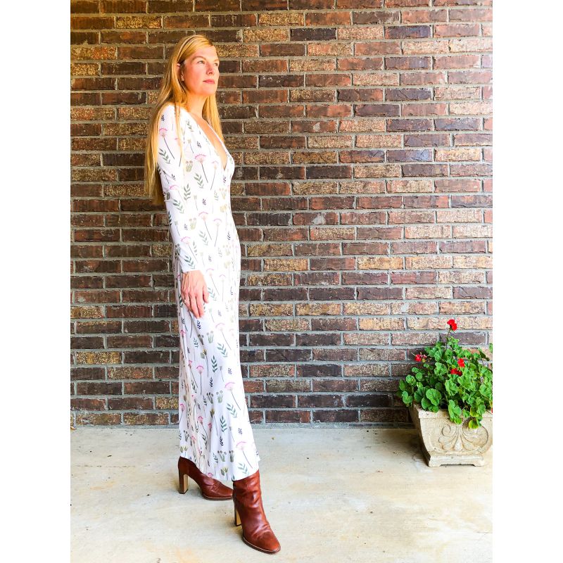 Long Sleeve Silky Jersey Maxi Dress In Folklore Print image