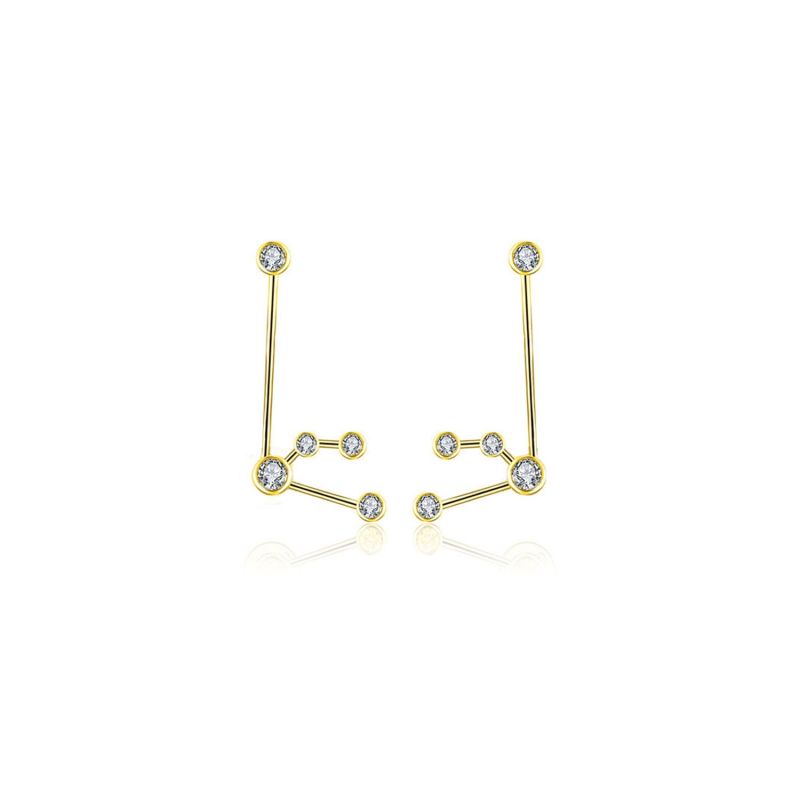 Aquarius Zodiac Constellation Earring 18K Yellow Gold & Diamond image