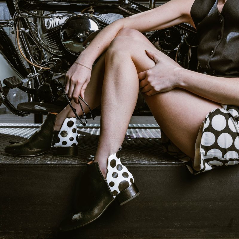 Twiggy - Black & White Polka Dot - Womens Ankle Boots Bootie image